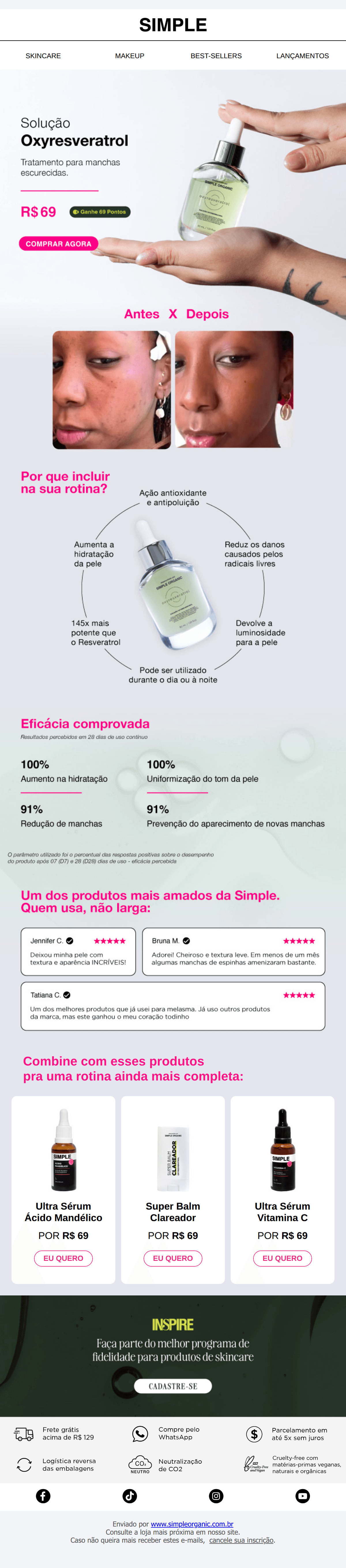 Simple organic: Pele com manchas? Descubra o poder do Oxyresveratrol 👀