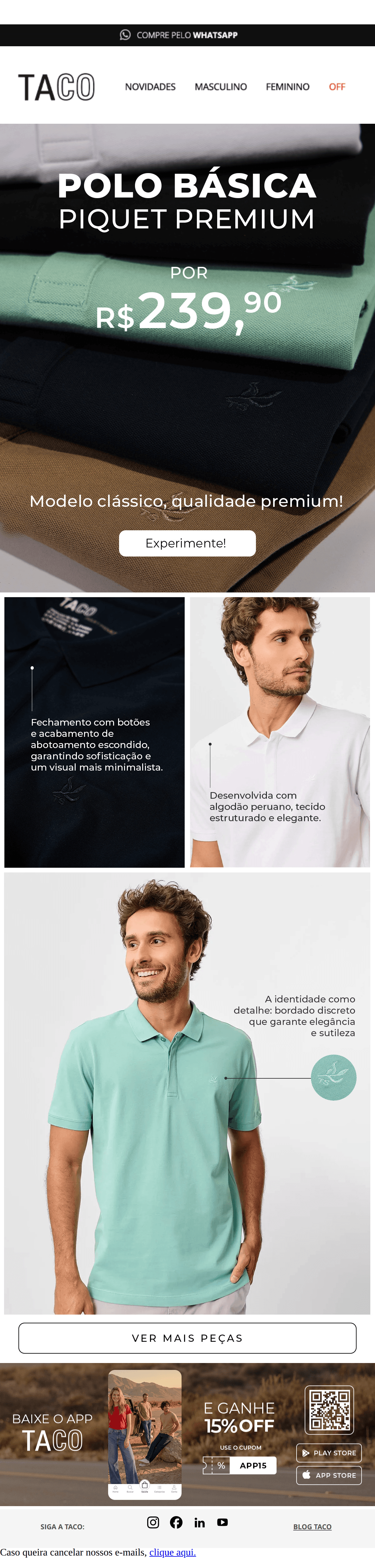 Taco: Modelo clássico, qualidade premium em polo! 🤩