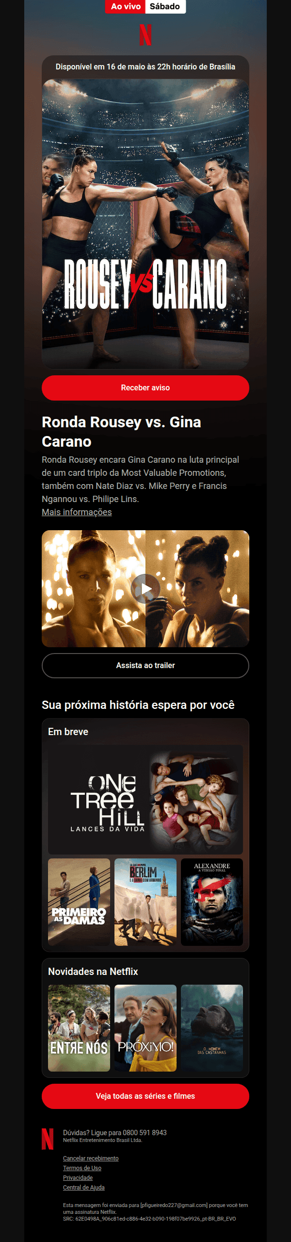 Netflix: Novo evento ao vivo. Ronda Rousey vs. Gina Carano