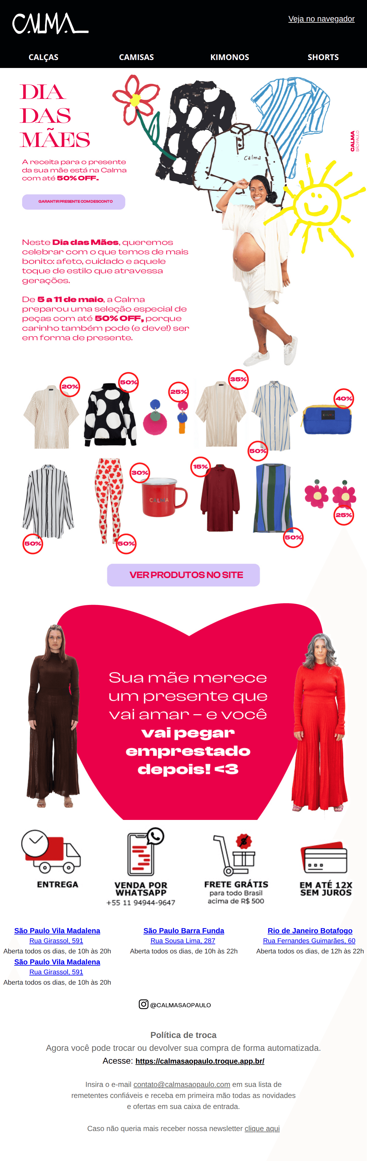 Calma: ⚠ 50% OFF NO DIA DAS MÃES