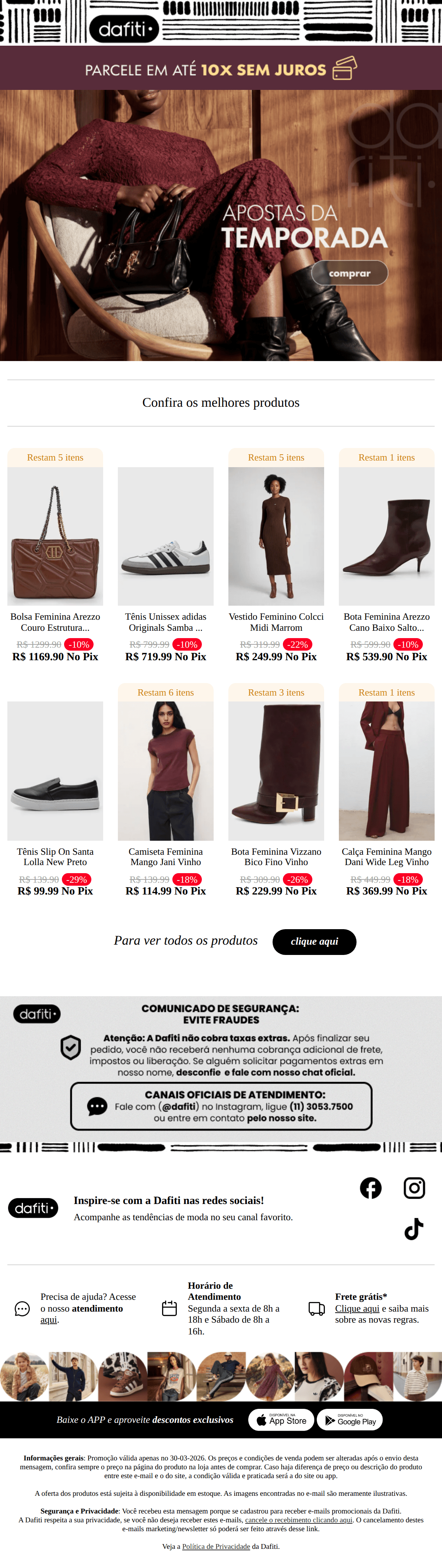 Dafiti: Apostas da temporada até 60% OFF 🍁🍂