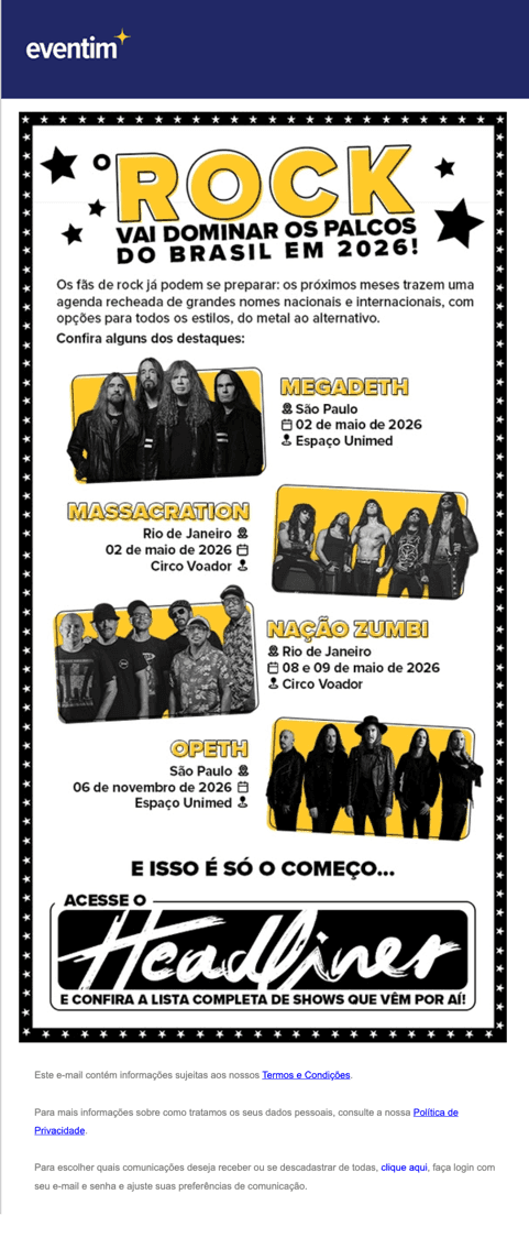 Eventim: O rock vive! 🤘 15 turnês que vão dominar o Brasil em 2026