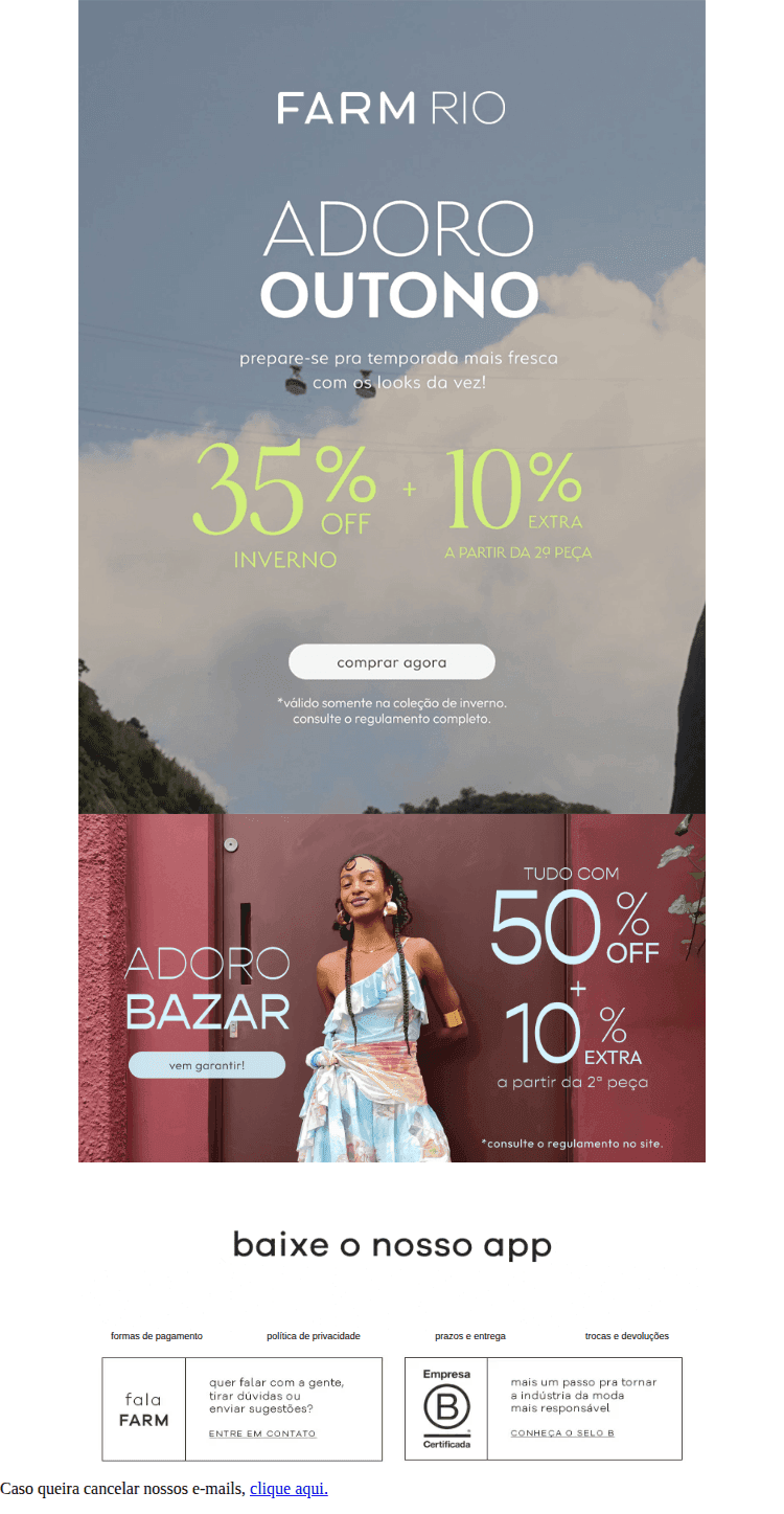Farm: ATÉ 35% OFF: looks pro outono-inverno 🌟