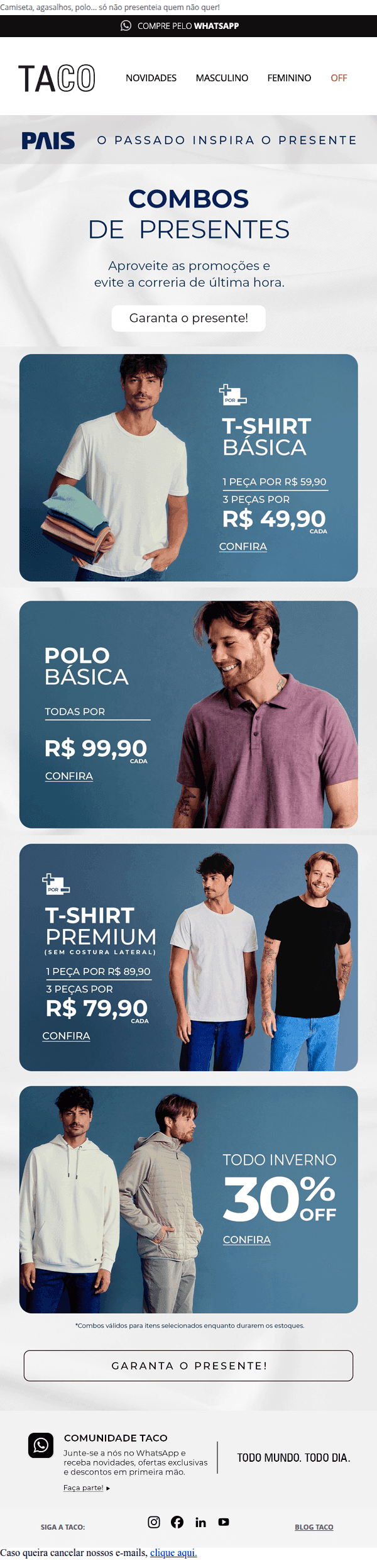 Taco: 🚨 ESCOLHA A PROMO PRO DIA DOS PAIS! 😘