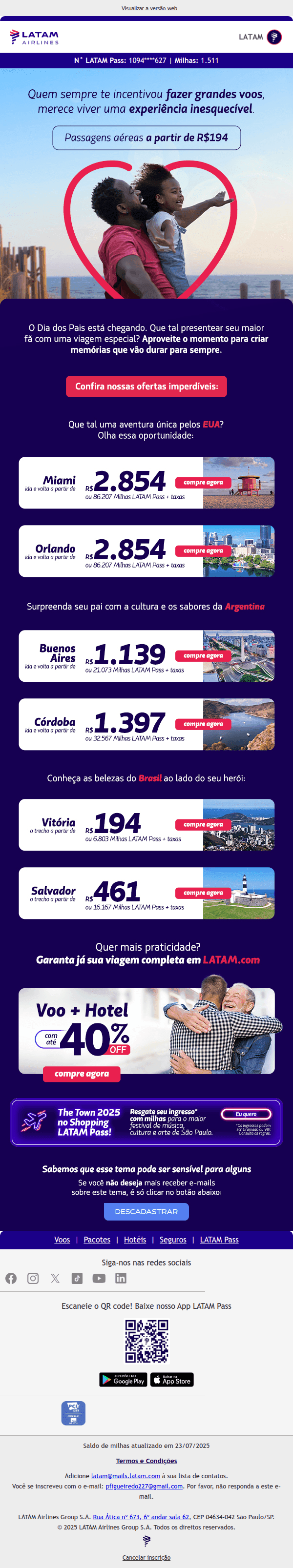 Latam: As melhores ofertas para o Dia dos Pais estão aqui!