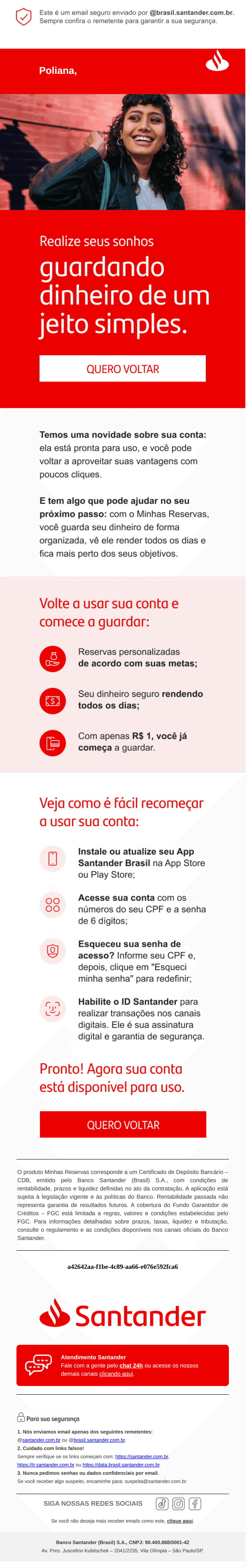 Santander: Guarde dinheiro e atinja suas metas com o Minhas Reservas, [name]