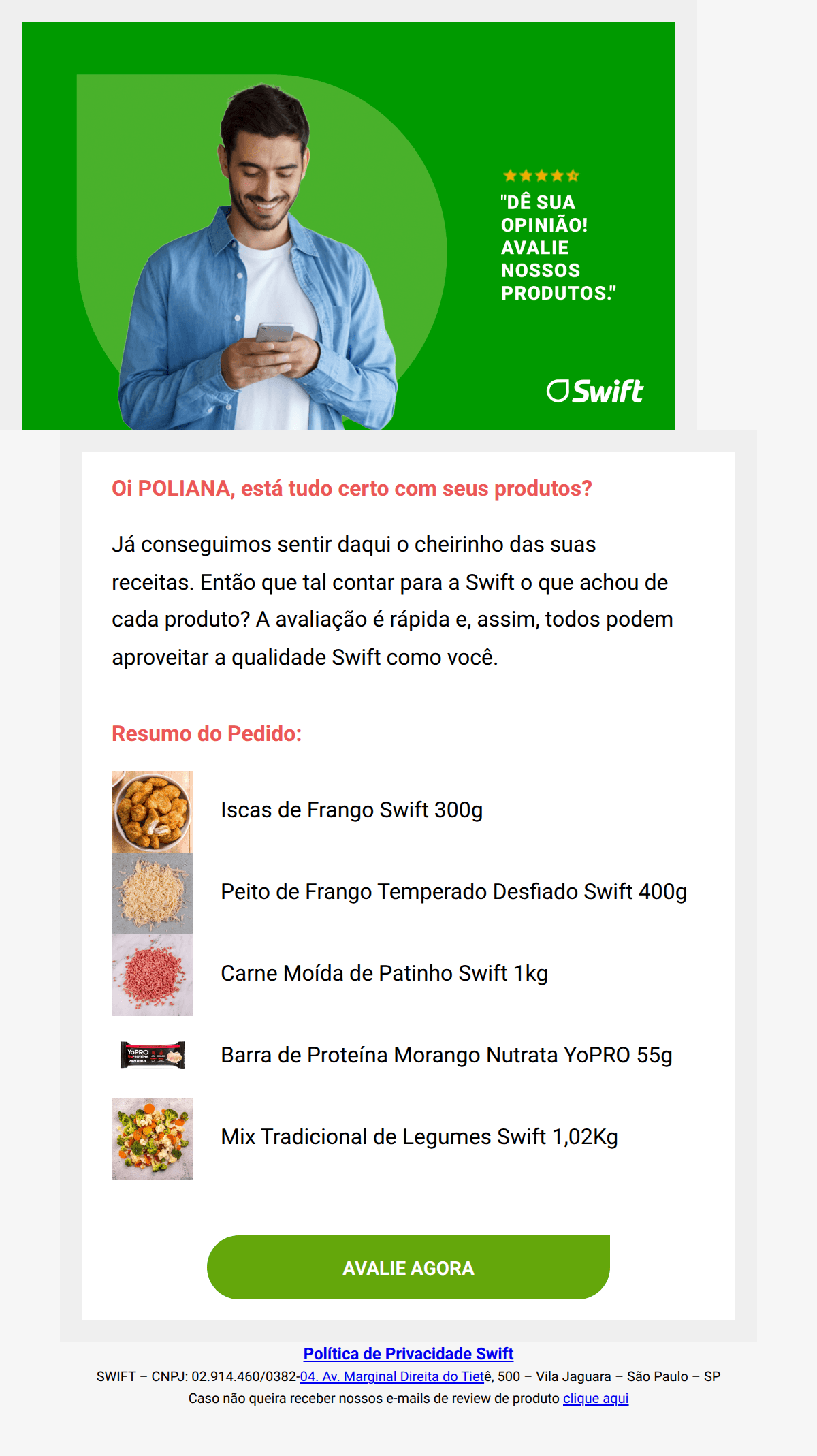 Swift: Avalie Seus Produtos Swift!