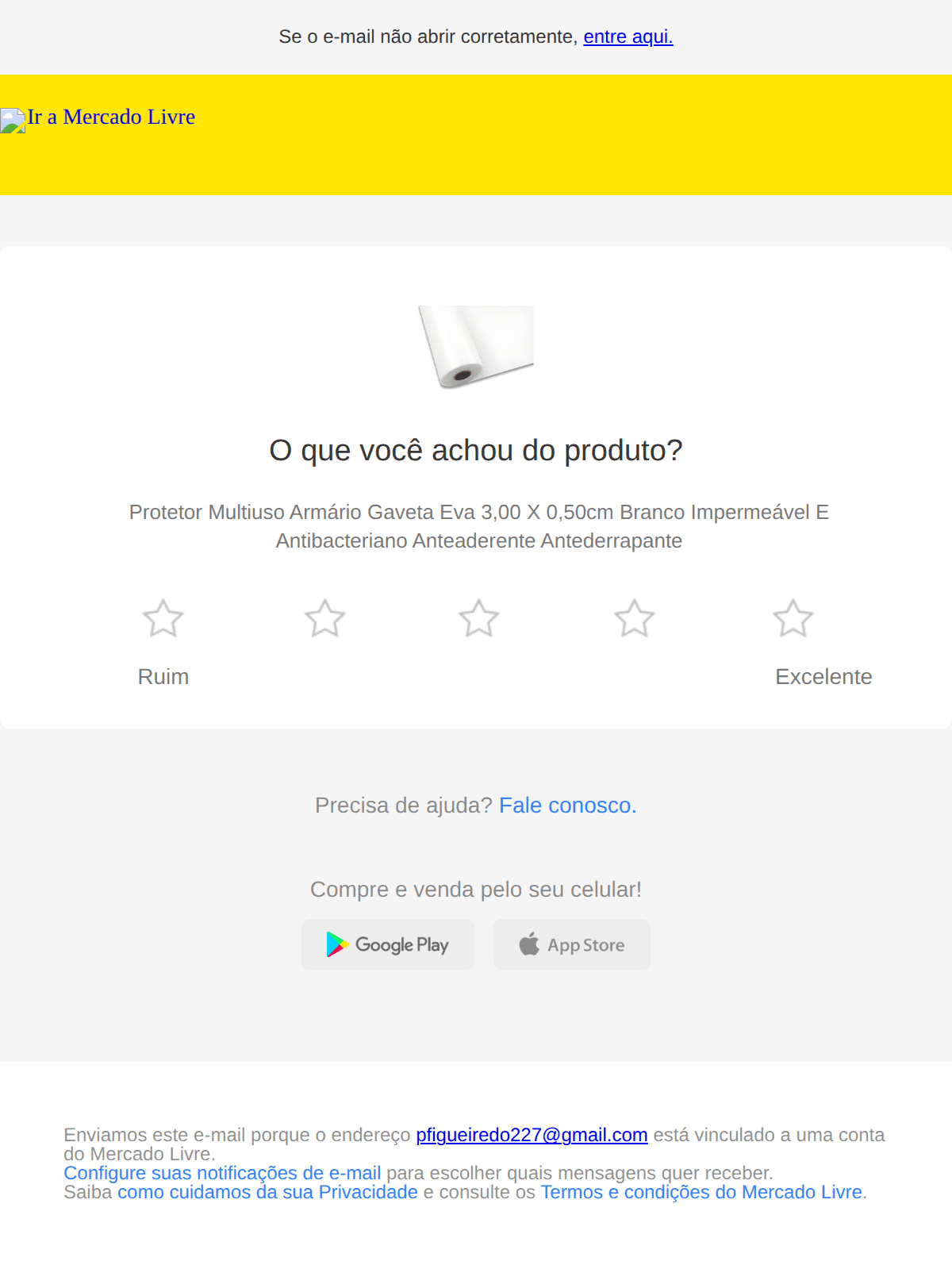 Mercado Livre: Dê sua opinião sobre Protetor Multiuso Armário Gaveta Eva 3,00 X