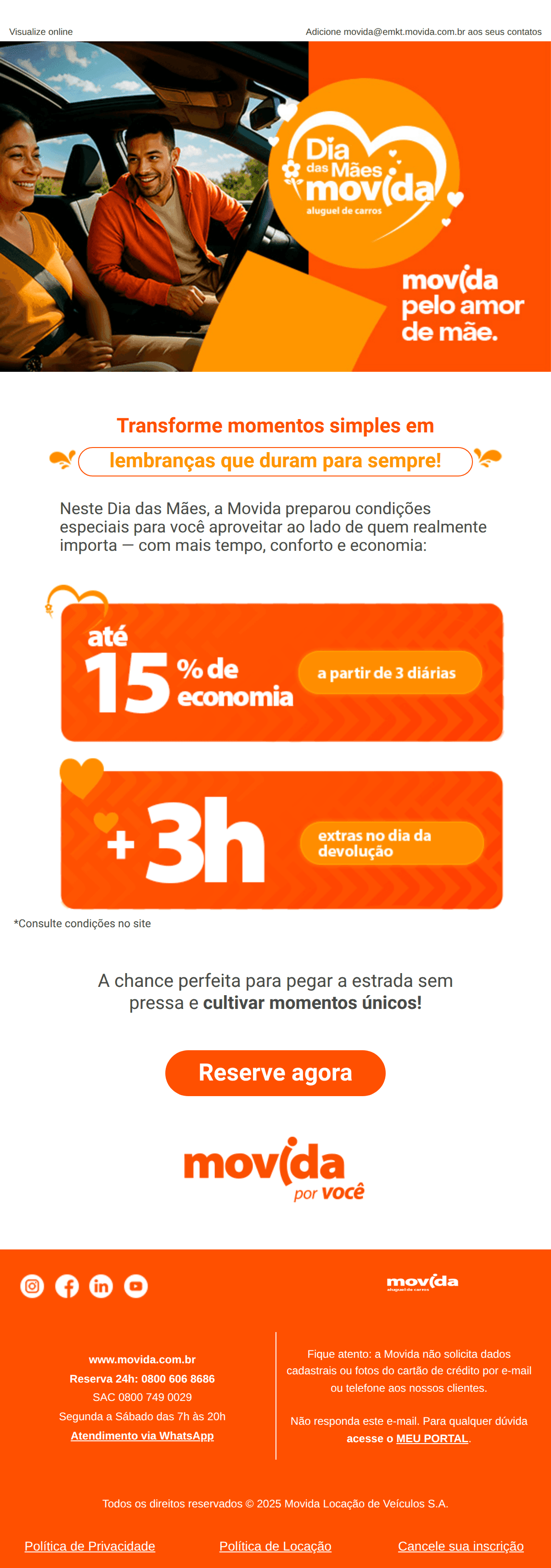 Movida: 🚗 Faça o Dia das Mães inesquecível: alugue um carro na Movida!