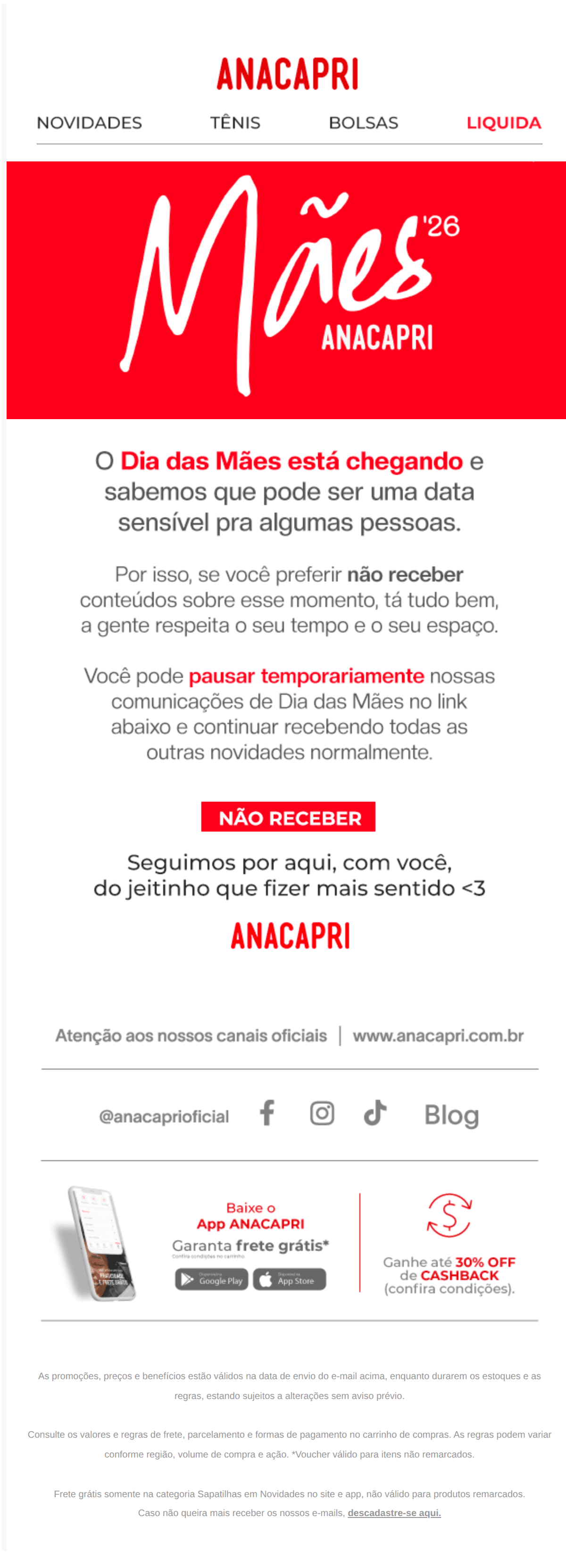 Anacapri: Você quer receber comunicações de Dia das Mães?