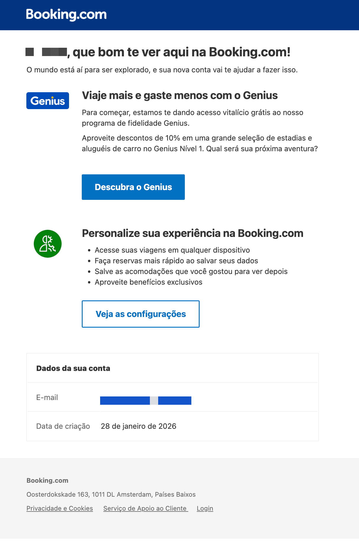 Booking: [NAME], que bom te ver aqui na Booking.com!