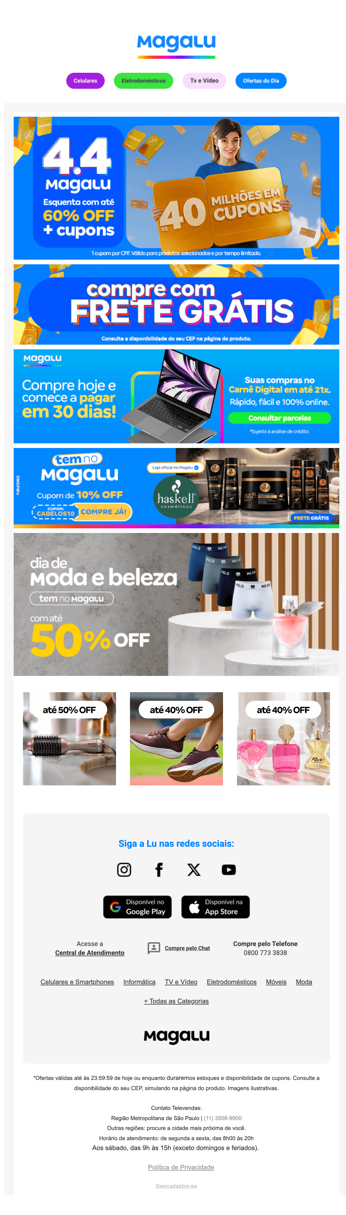 Magalu: Esquenta 4.4: Até 60% OFF! 🚨