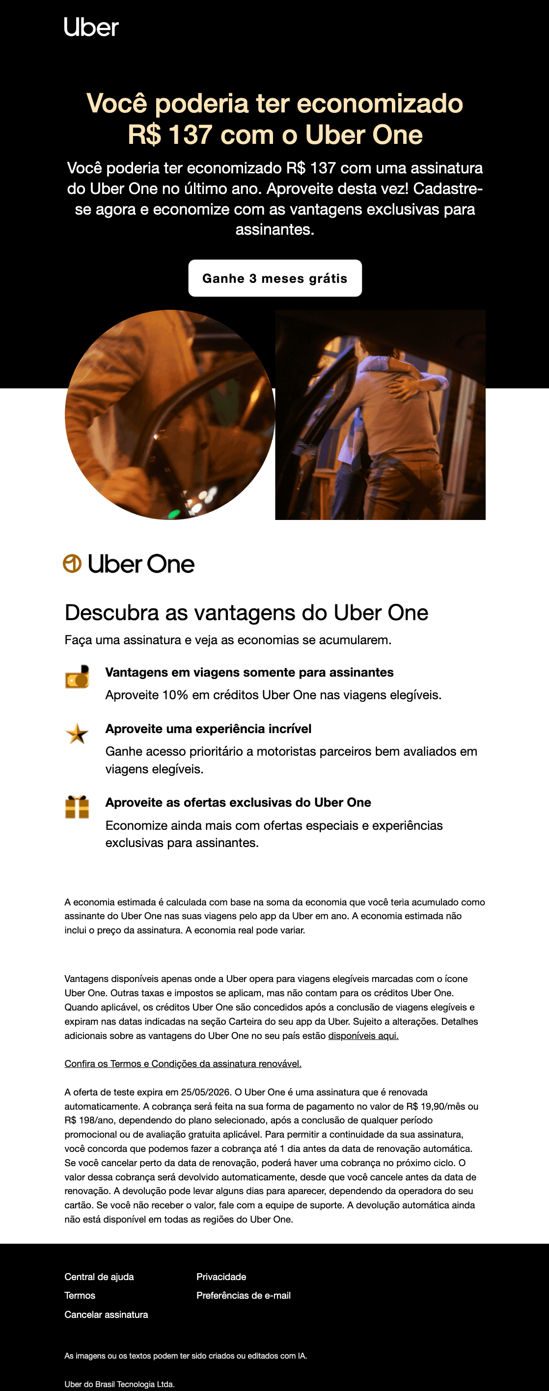 Uber: Você deixou de economizar R$ 137