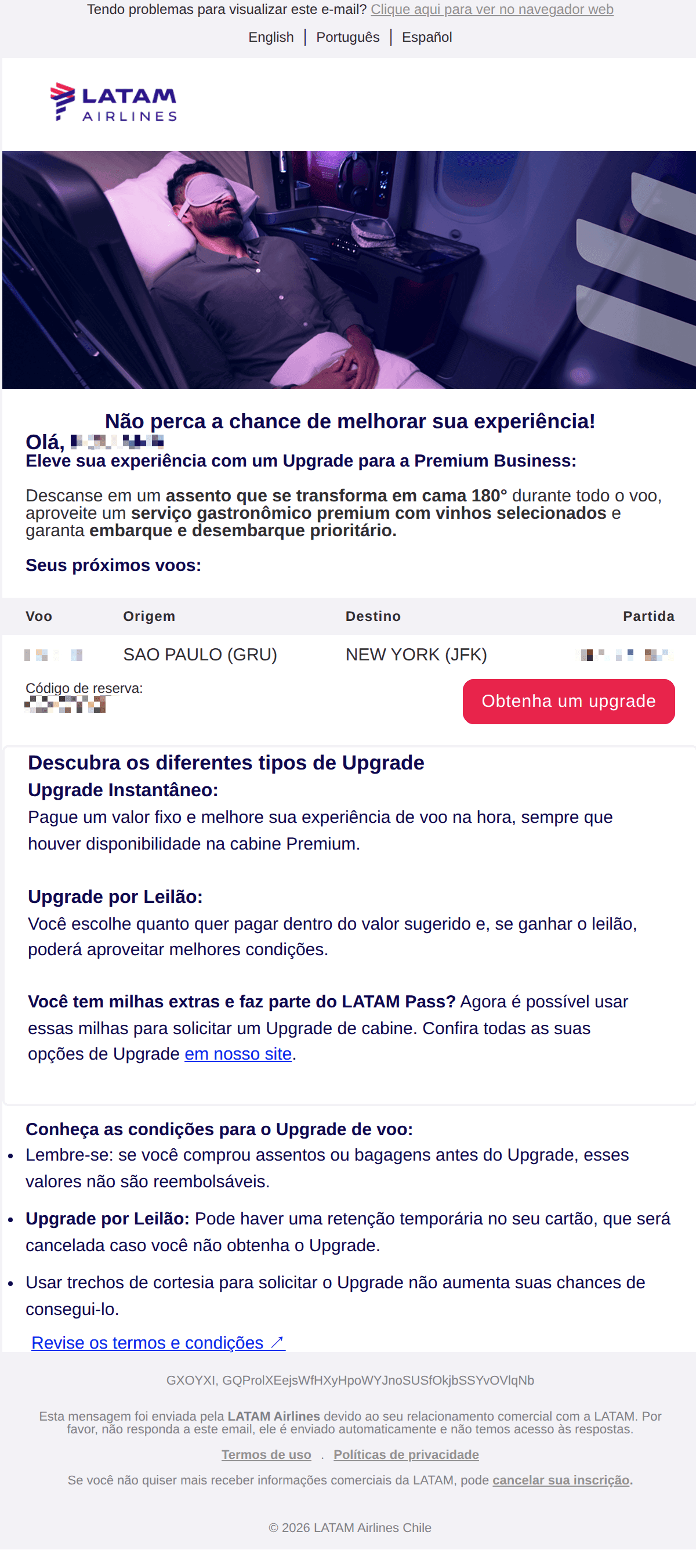 Latam: Reserva [código]: Preparando-se para sua viagem