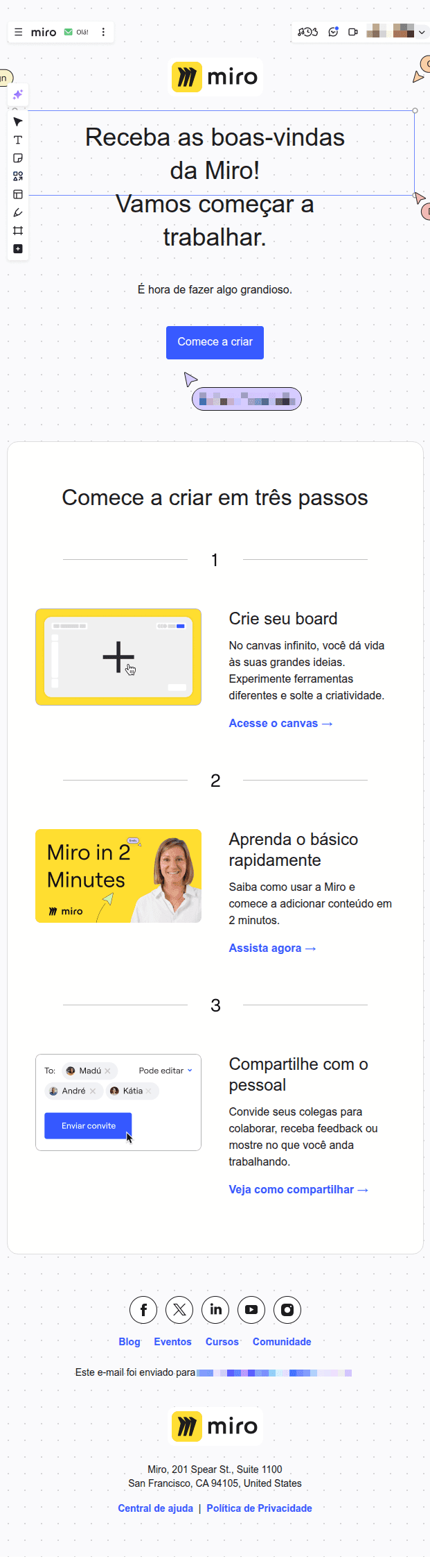 Miro: Receba as boas-vindas da Miro, [name]! 👋