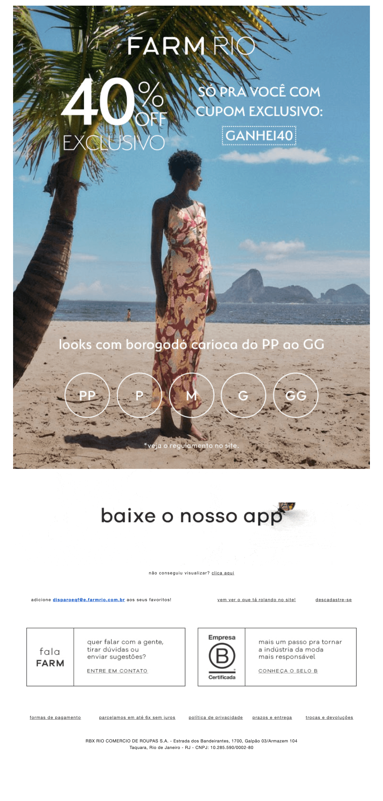 Farm: você tem 40% OFF pra garantir seu look FARM Rio 🛍️