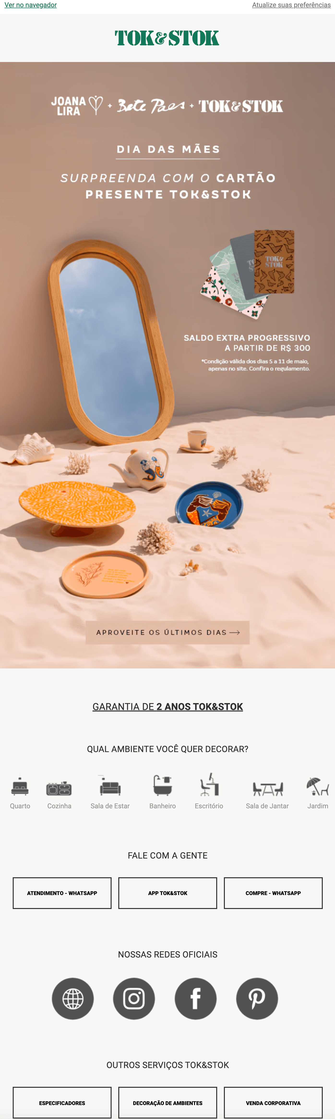 Tok&Stok: Saldo extra progressivo na surpresa ideal 🎁