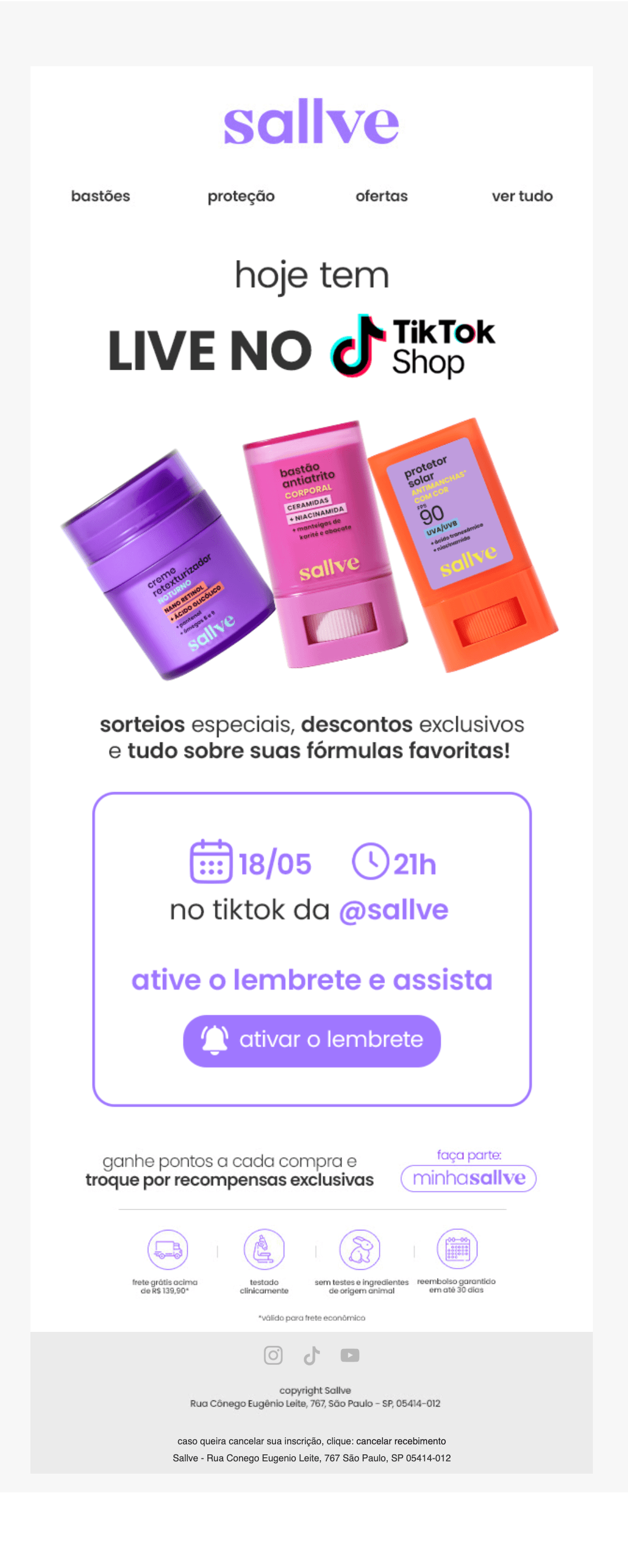 Sallve: HOJE TEM: live no TikTok Shop 📱