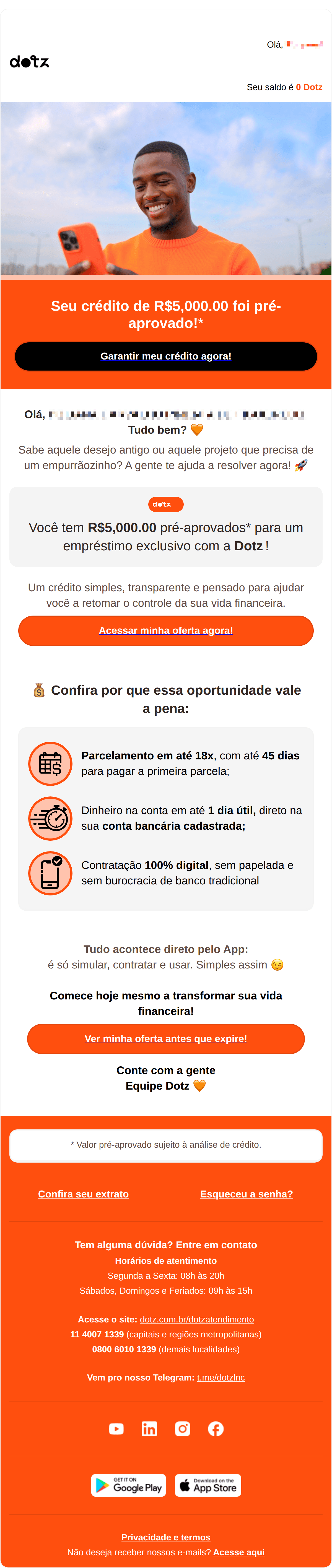 Dotz: Seu crédito de R$5,000.00 foi pré-aprovado!