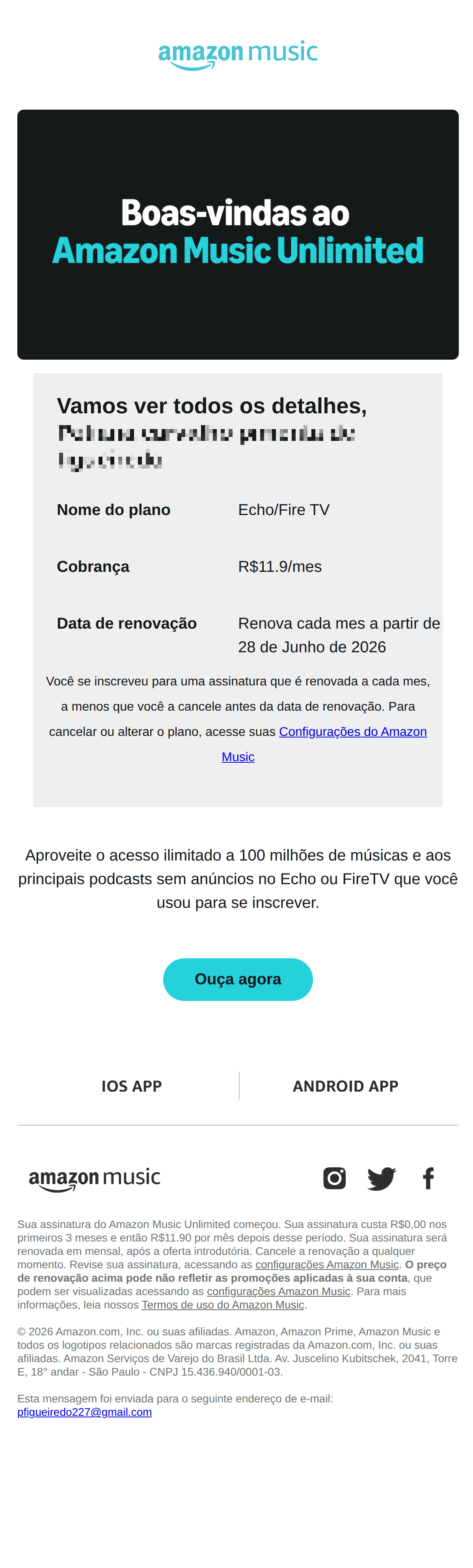 Amazon: Bem-vindo(a) ao Amazon Music Unlimited