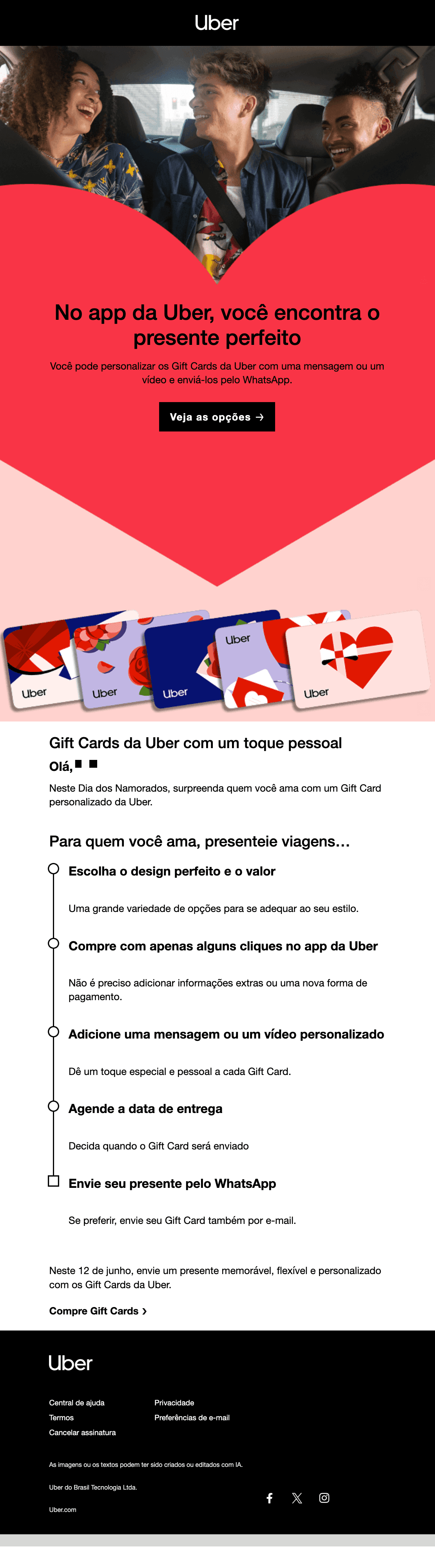 Uber: Encontre os Gift Cards da Uber no app 💝