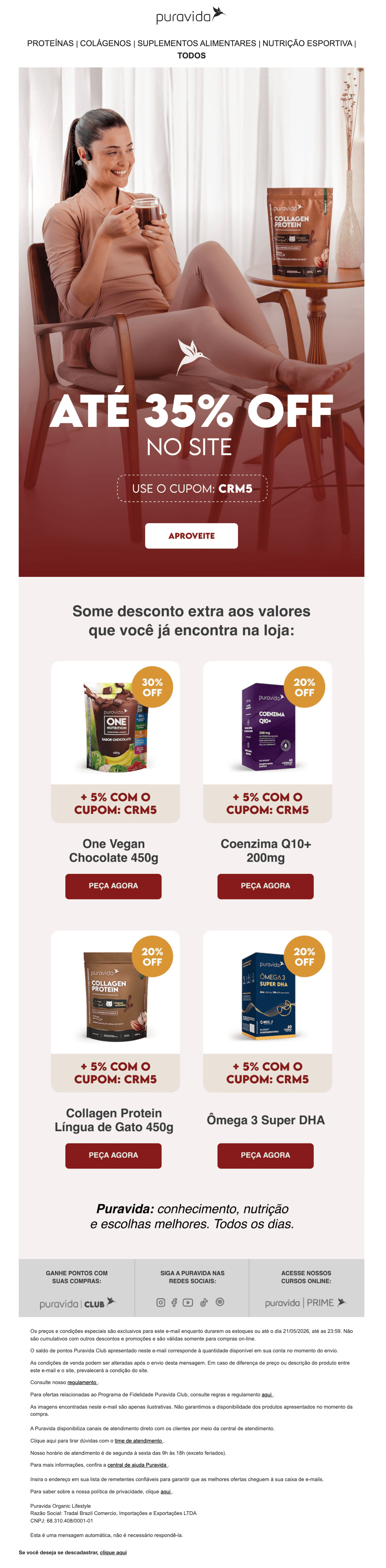 Puravida: Acumule agora: até 35% OFF ✨