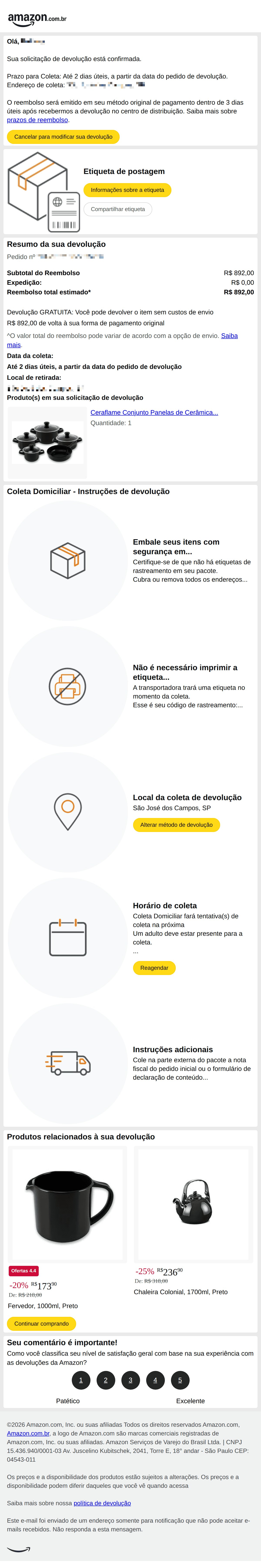 Amazon: Sua devolução de Ceraflame Conjunto Panelas de...