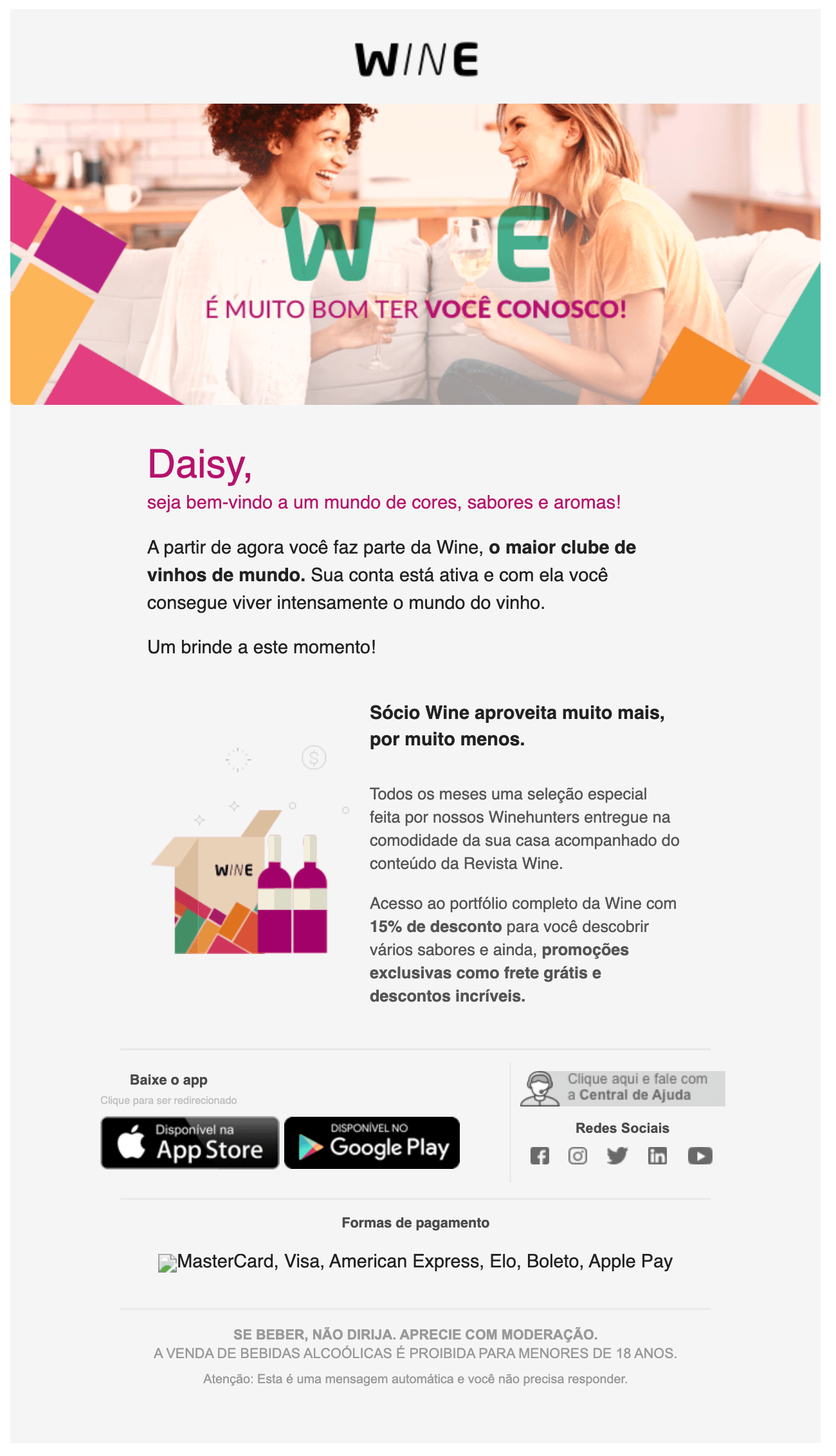 Marca desconhecida: Wine.com.br: Confirmação de Cadastro