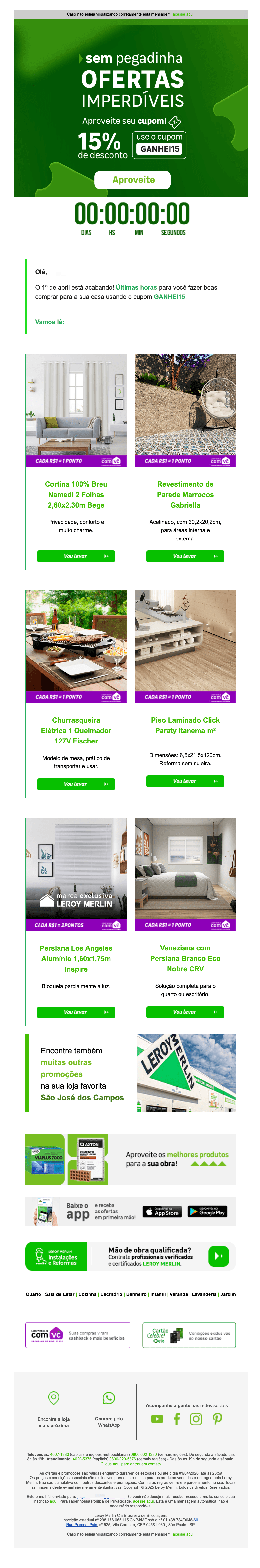 Leroy Merlin: 🎫 Cupom de verdade no 1º de abril!