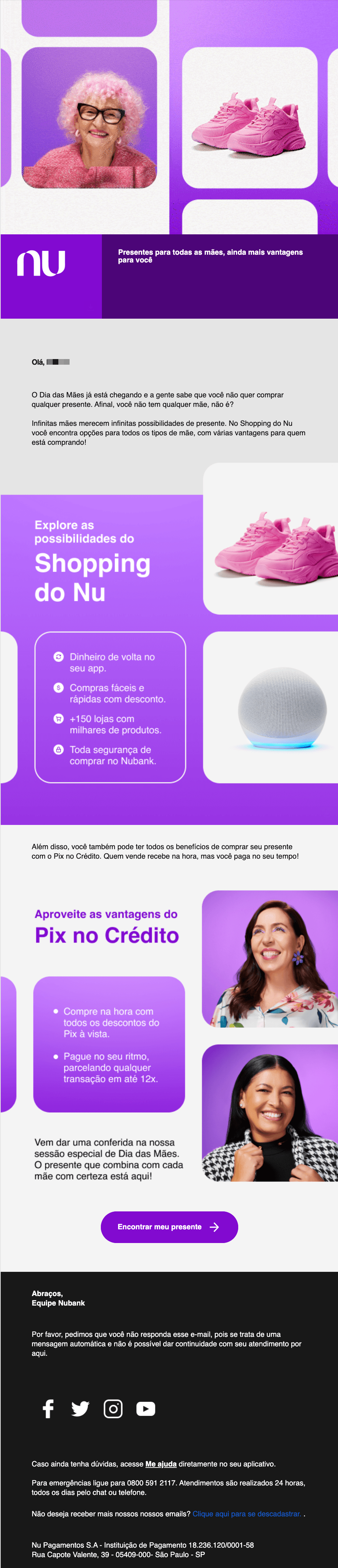 Nubank: Presente de Dia das Mães? Ficou fácil encontrar ❤️