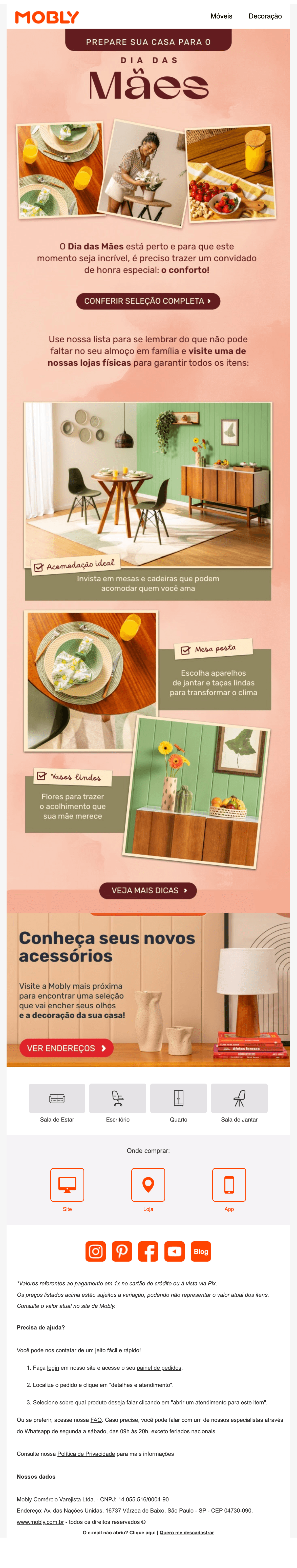 Mobly: Comece a se preparar para o Dia das Mães 💐