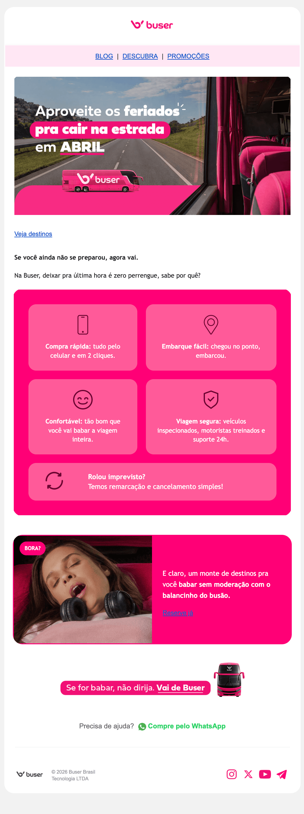 Buser: Abril bonzão cheio de feriadão