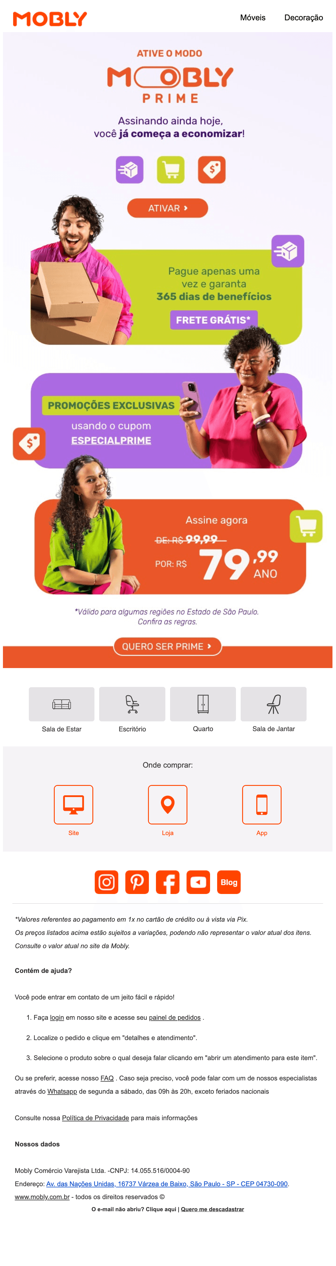 Mobly: Vem ser Mobly Prime 😍