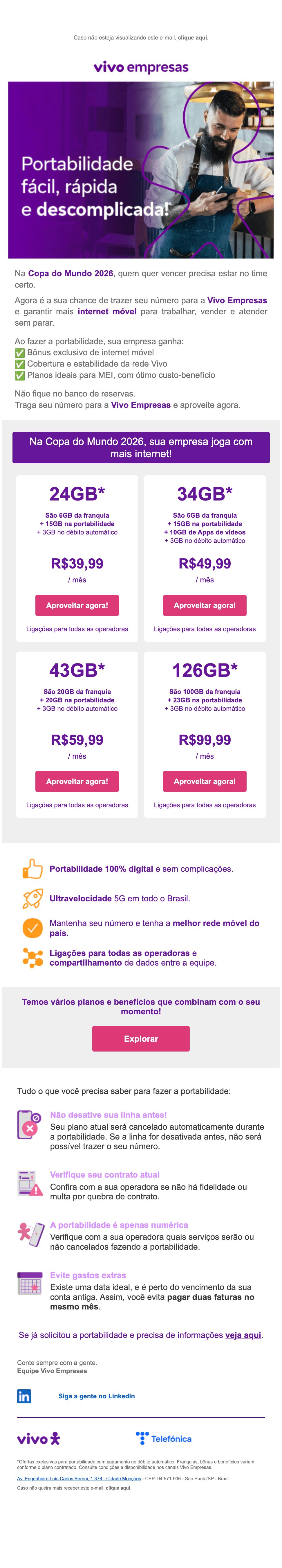 Vivo empresas: Jogue no time certo e ganhe até 40GB de bônus⚽