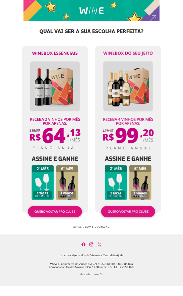 Wine: Daisy, 👉 Finalize antes do cancelamento