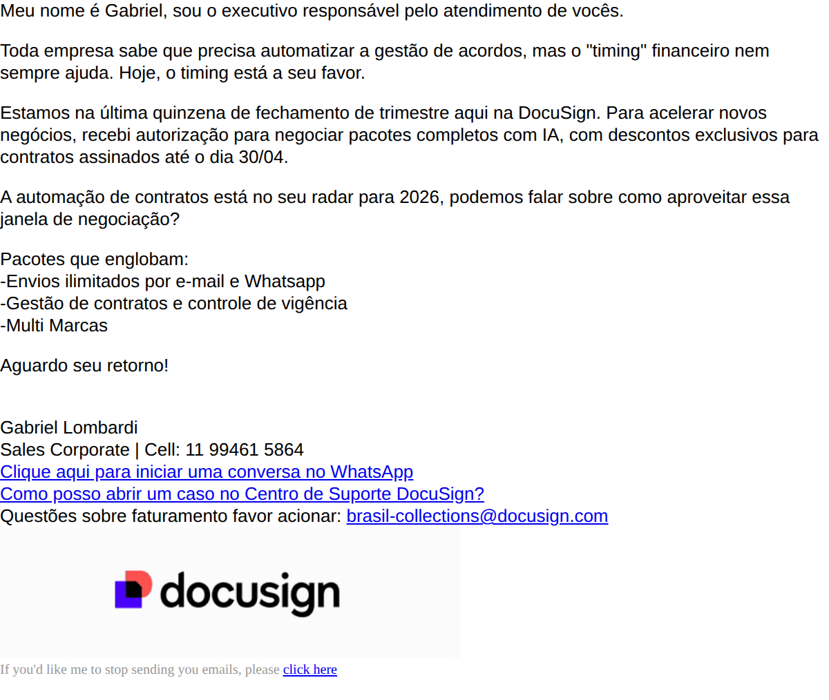 Docusign: URGENTE | DocuSign desconto exclusivo Abril | Envios ilimitados