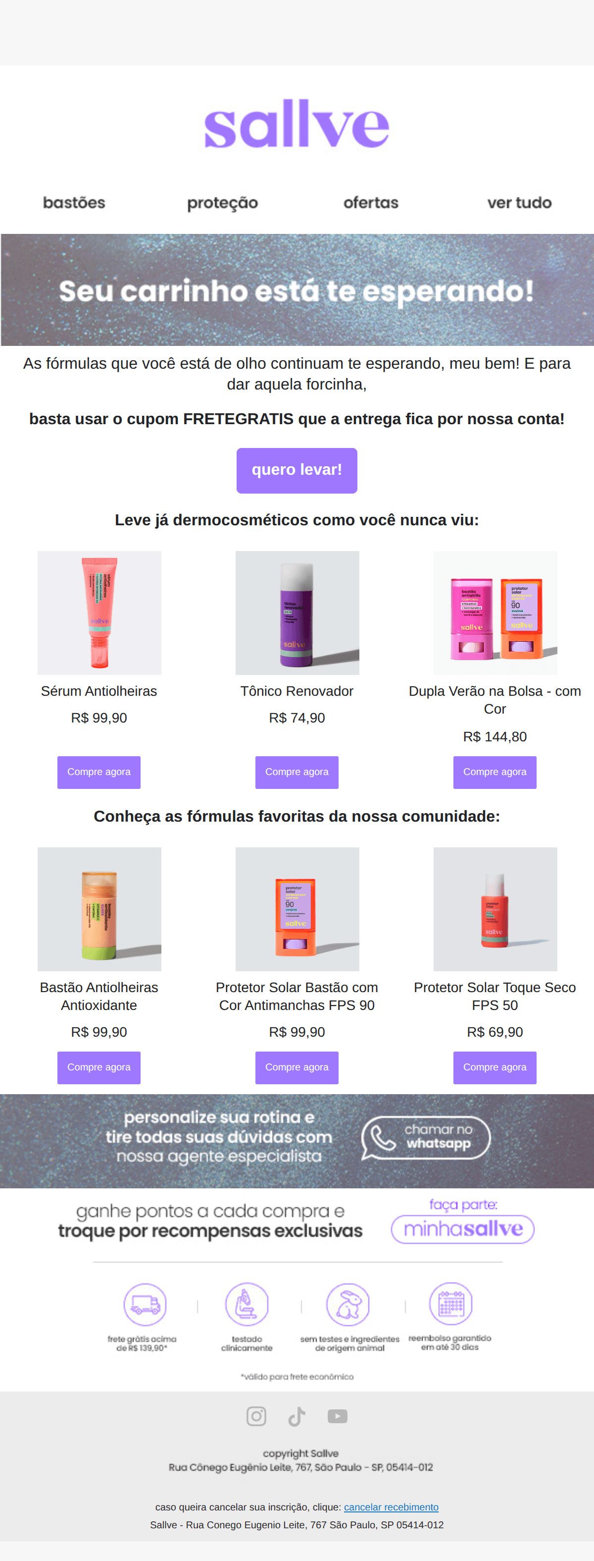 Sallve: Tá na hora de finalizar sua compra!
