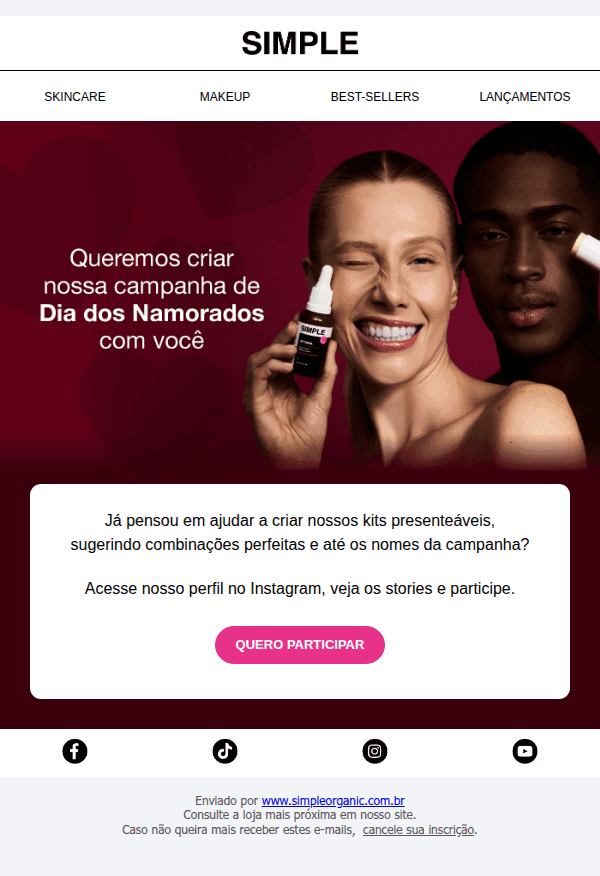 Simple organic: Queremos criar o Dia dos Namorados com você 💖
