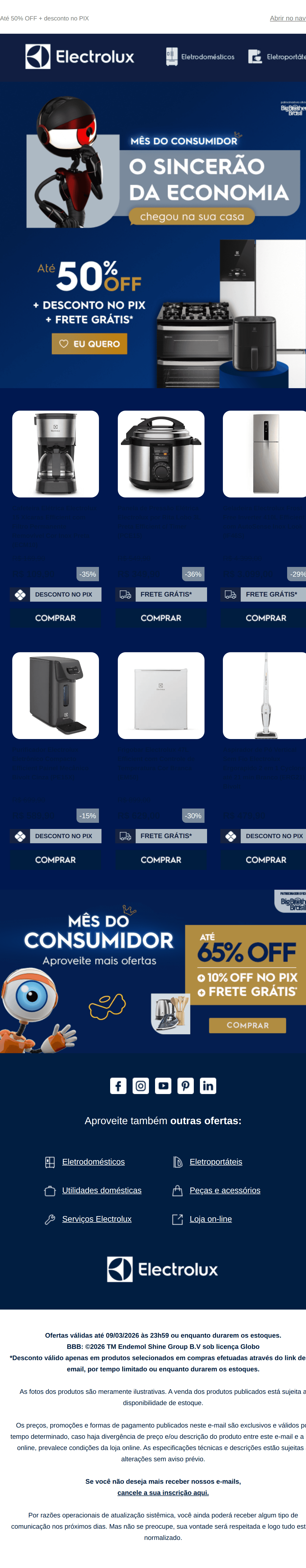 Electrolux: 🎁 Sua chance na Semana do Consumidor