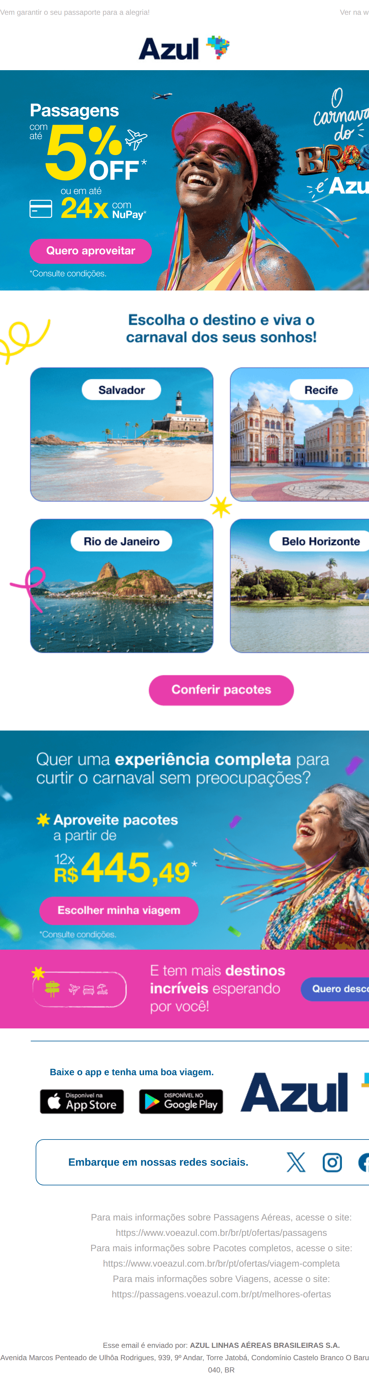 Azul: Partiu curtir o melhor carnaval do mundo? 🎊