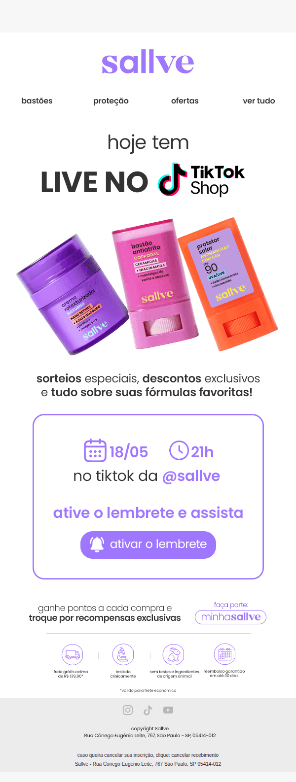 Sallve: HOJE TEM: live no TikTok Shop 📱